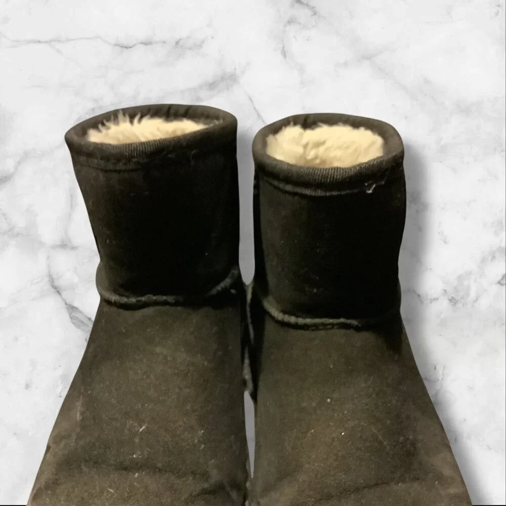 Fashion‎ Girls Black Fur Lined Winter Ankle Boots Slip On Size 35